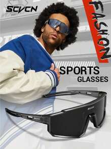 SCVCN SCVCN Y2K Mode-Sonnenbrillen, Fahrradbrillen, Mountainbike Rennrad Outdoor Sport Radfahren Angeln Laufen Golf Strand Baseball Einteilige Linsen Brille, schwarzer Rahmen