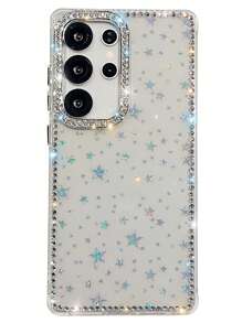 Étui de téléphone avec dos souple protecteur, scintillant de strass, paillettes laser et sequins étoilés, compatible avec Samsung Galaxy S25 Plus, S24, S23 Ultra, A56, A55, A35, A36, A15, A16 5G. Étui de luxe avec effet brillant