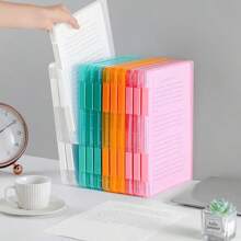 1/2pcs Simple Desk File A4 Document Box, Multi-Color A5 Paper Storage Plastic Transparent Bill Organizer Box, Office/Student Supplies School Supplies, Back To School