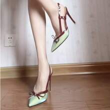 Beautiful Green High Heels For Women, New Summer Models With Skirts, Retro Temperament, Beautiful Pointed Toe Sandals - 綠色9cm - 查看 1