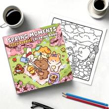 Luxury 30-Page Patterns Spring Monent Art Theme Coloring Book, Thick Paper, Painting Your Warm World, Perfect Gifts For Easter, Halloween, Thanksgiving, Christmas, New Year And Birthday,Back To School,School Supplies