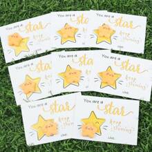 10pcs Cute Pink Resin Star 'You Are A Star' Card With Resin Star Statue - Perfect Charm For Family And Friends, Ideal Teacher'S Day, Thanksgiving, And Good Luck Gifts, Good Luck Charm | Whimsical Star Design | Resin Crafted Star, Star Stardust