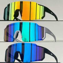 1/3pcs Men's Large Frame Sports Oversized Mirrored Lens Fashion Cycling Glasses, Suitable For Outdoor Travel - White - View 7