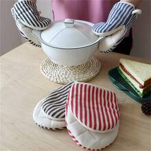 1 件优质耐热条纹烤箱手套 - 防焦、隔热、防滑、易抓握烘焙手套，适合烹饪 - 家庭厨师和专业人士的厨房必需品