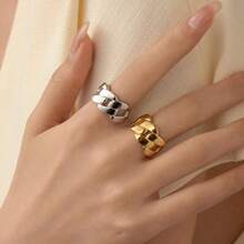Anillo abierto de diseño de cadena gruesa y pesada de plata S925, personalizado, moda coreana