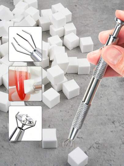 50 miếng mút mềm dùng cho kỹ thuật ombre, mút vẽ móng kèm bút gắp, Aura Nails, cọ vẽ móng ombre, dụng cụ làm móng chuyên nghiệp, dụng cụ gắp mút kim loại mini thay thế được, mút vẽ móng ombre, dụng cụ làm móng, phụ kiện làm móng