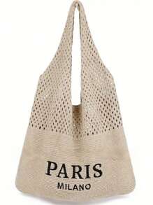 Chic Paris & Milan Style Crochet Shoulder Bag For Women, Fashion Knitted Handbag, Ladies Crochet Tote Bag, Bohemian Aesthetic Crochet Beach Bag, Hobo Bag, Hippie Bag For Summer, Boho Woven Bag, Crossbody Bag, Tote Bag, Crochet Purse, Women Unique Tote Bag - Hollow-Out Design, Fixed Shoulder Strap, Open-Top, Ideal For Beach And Shopping, Daily Use, Shopping And Travel, Crochet Tote Beach Bag | Paris Fashion, Beach Bag