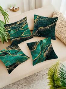 4pcs Couch Throw Pillow Covers Emerald And Green Decorative Pillow Covers Farmhouse Square Soft Pillow Covers For Home Decor Living Room Couch Sofa Bedroom Car Pillowcases
