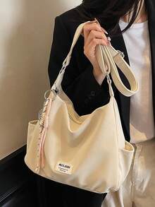 Meralda Retro 2025 哑光纹理大容量时尚百搭单肩包，高端沙滩包，托特包，购物袋，大包，小众纹理手提包，拉链，双肩带，斜挎包