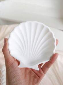 1 pieza Plato decorativo de concha blanca estilo SNS, accesorio de fondo para exhibición de joyería, prop para fotografía