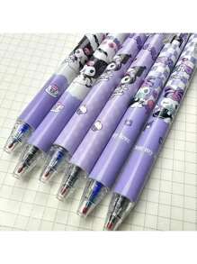 Sanrio 12pcs/6pcs/Set Sanrio Clicker Erasable Pens, Cute Kuromi Design For Students, 0.5mm Black & Blue Refills, Great Back To School Gifts