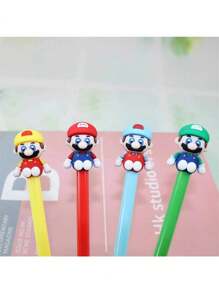SuperMario 5pcs/Set Learning Notebook, Diary Book With Neutral Pens, Creative Cartoon Character Design, Portable For Daily Office And Study, Suitable For Business, School, Office Writing, Party Gift, Painting Tool, Notebook Pen Set Delicate Gift School Supplies,Back To School