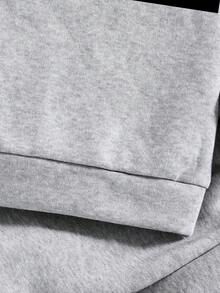 Tween Boy Letter Print Warm Crew Neck Sweatshirt And Pants Set