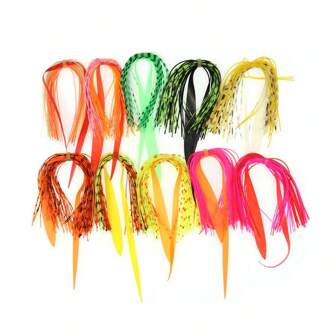 1 pezzo Accessori fai-da-te per esche da pesca, gonna in silicone multicolore, code in plastica morbida a forma di rana con nastro, vermi in fibra di silicone e materiali per gli ami per la realizzazione di esche