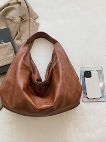 新款女士单肩托特包复古休闲大容量腋下软皮背包