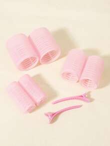 8 件套卷发器套装，DIY 空气刘海卷发器，适合女士，适合中长发，包含 6 根卷发棒、2 个发夹，返校、旅行度假必需品，女士发饰 - 彩色 - 查看 8