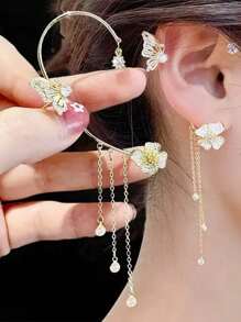 1pc Rhinestone Butterfly Decor Ear Wrap