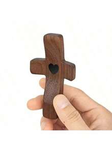 10 Pieces/1 Customized Wooden Heart Cross With Name Or Text, Encouraging Gift Small Wooden Cross, Hand-Held Pocket Cross, Fingertip Pressure Relief Religious Gift For Prayer Church Gift Easter Gift, God With You,Encouraging Gift,Multi-Functional, Ornamental,Reusable,Exquisite,Stylish,High-Quality,Colorful,Modern,Custom,Personalized,Unique,Customized Festival Party Supplies