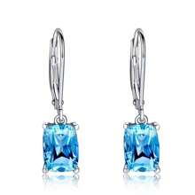 1 par de pendientes elegantes con colgante en forma de gota con circonita cúbica azul cuadrada, adecuados para uso diario y ocasiones de fiesta