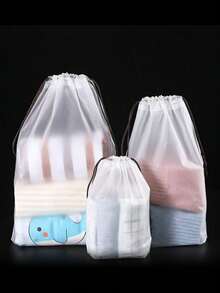 5 Stücke Kordelzugbeutel, transparente mattierte Kunststoff Haushaltsunterwäsche, Reiseschuhe, Aufbewahrungskleidung, Kleidung, Verpackungstaschen, Lagertaschen für Make-up, Lippenstift, Kosmetikaufbewahrungstaschen. Tragbare Mehrzweck-Aufbehaltstaschen
