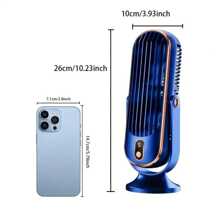 Ventilador de aire acondicionado portátil multifuncional, con motor dual, 5 velocidades de viento de 360°, carga USB y entrada USB, apto para oficina, viajes, campamento y uso en autocaravana