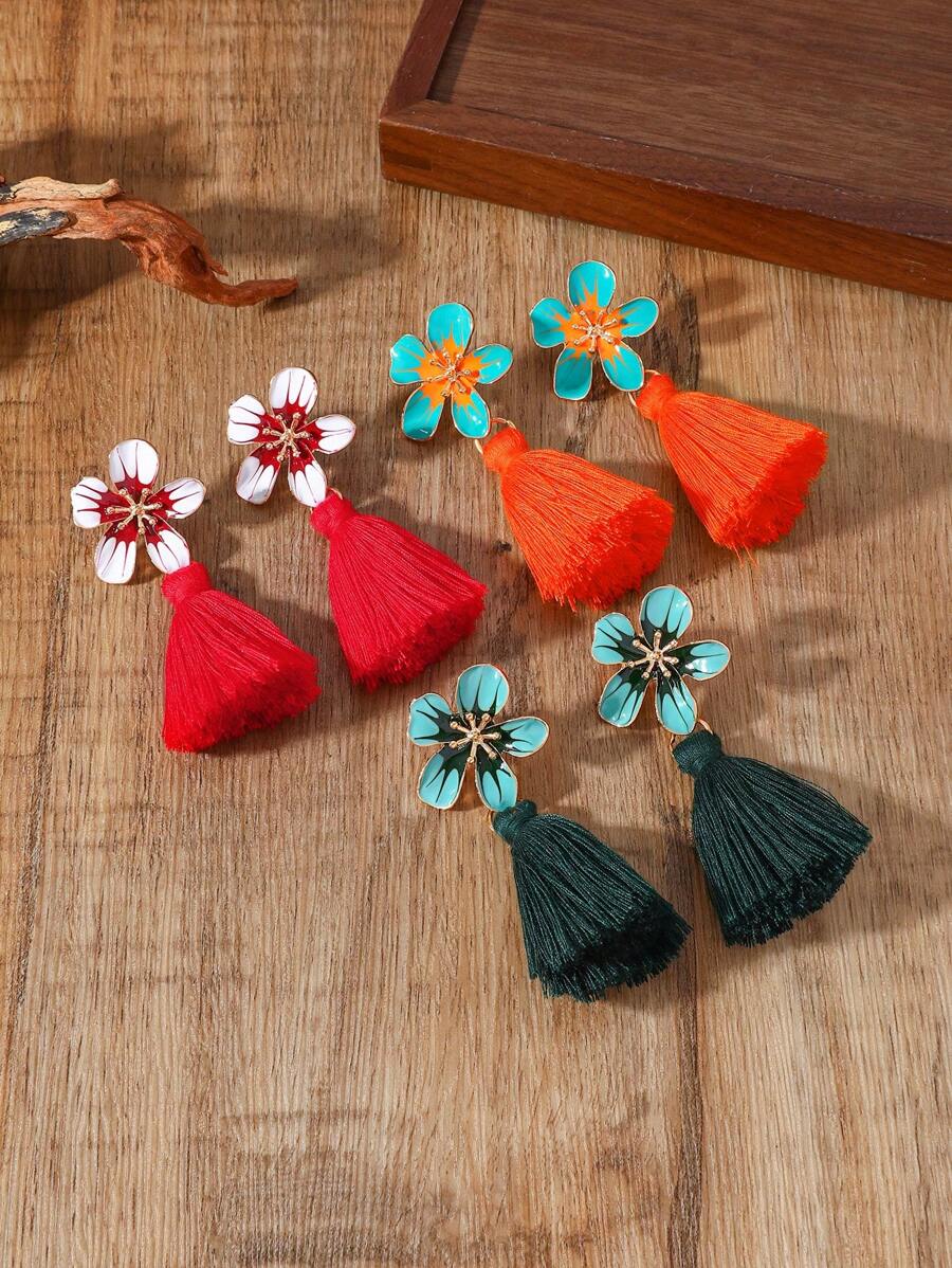 1 par de brincos pendentes de liga estilo boho com borla, brincos longos para mulheres, adequados para praia, festa, uso diário, presente de festival