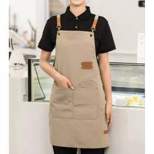 1 件男女通用防水围裙，带口袋，多层帆布材质，可调节设计，适合厨师、咖啡师和服务员