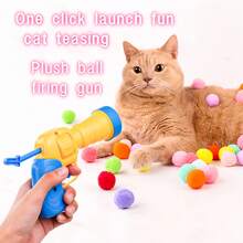1pc Cat Doll New Style Interactive Cat Doll Gun With 10pcs Balls For Cats, Plush Doll Pet Supplies