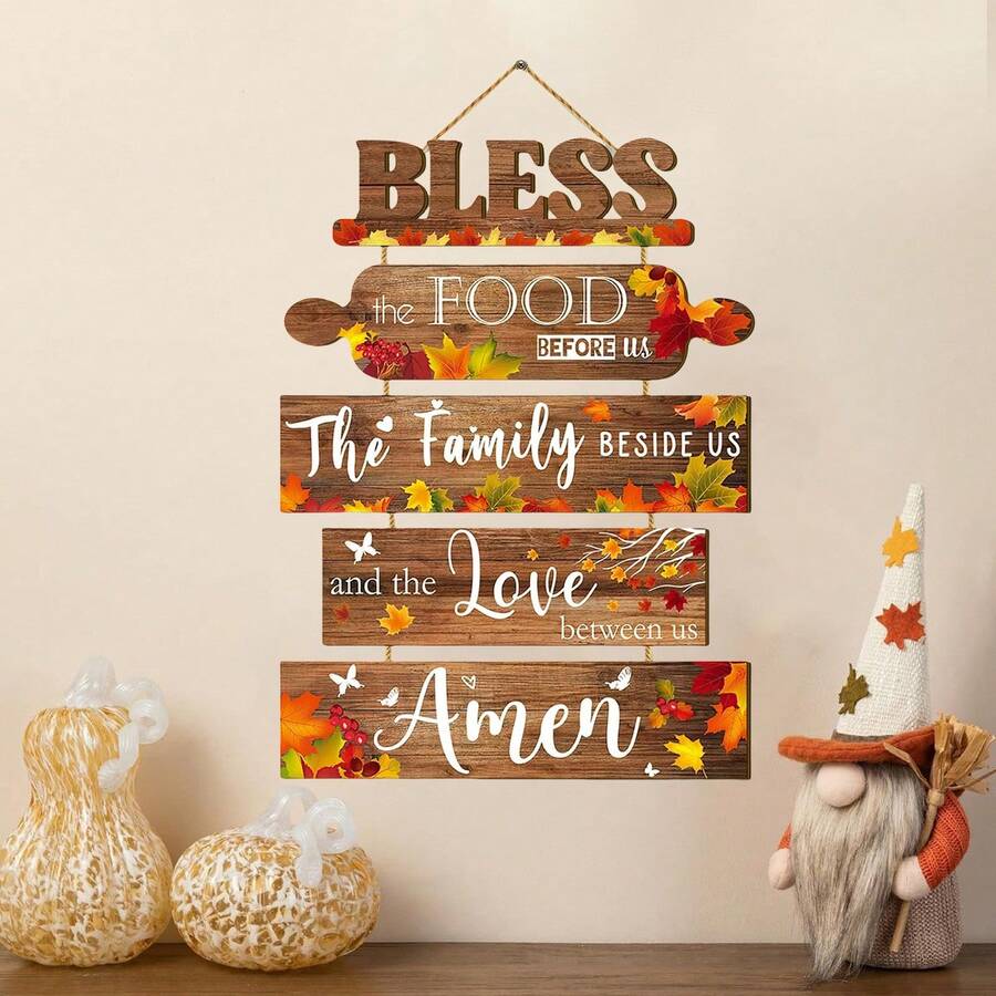 1/4/50 Sets Provided, Each Set Contains 1 Piece Of Autumn Thanksgiving Blessings Family Wooden Retro Wall Decoration Suitable For Autumn Thanksgiving Farmhouse Decoration, Room Decoration, And Home Decoration