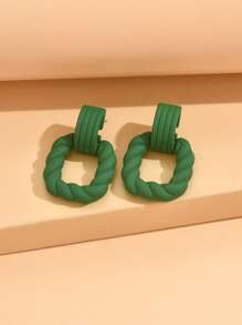1 Pair Minimalist Square Ring Earrings, Spray Painted Acrylic Jewelry