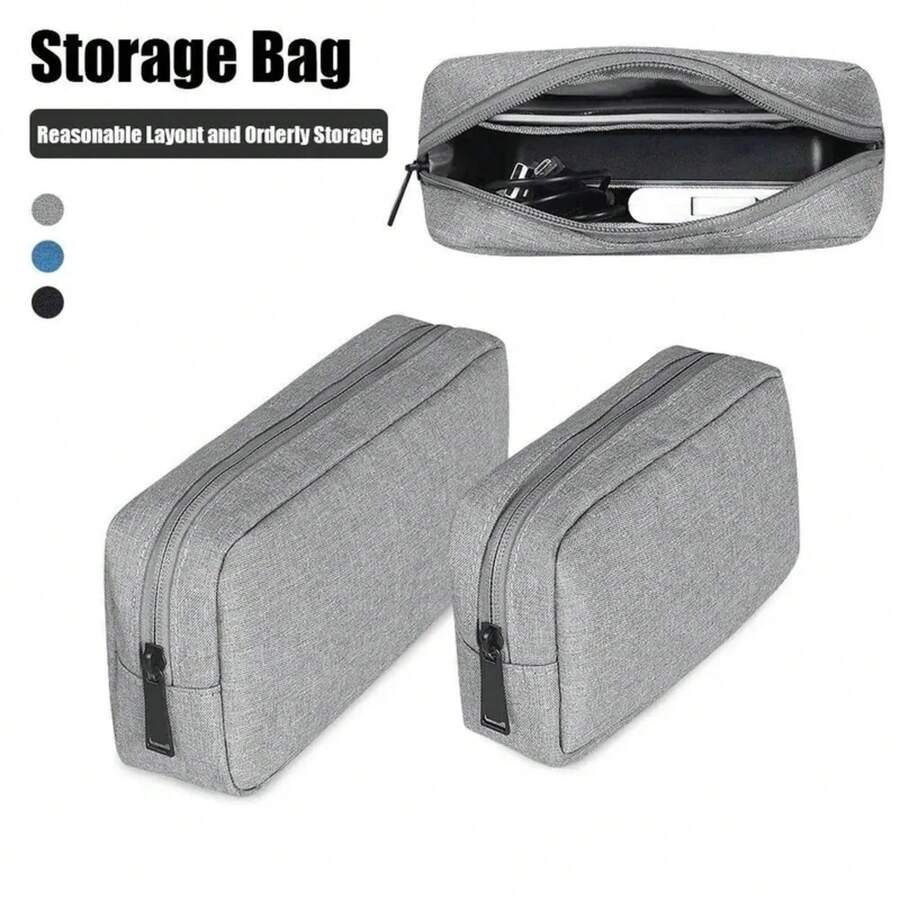 Bolsa de almacenamiento de accesorios digitales a prueba de agua, bolsa organizadora de viaje portátil de gran capacidad para teléfonoóvil, banda de USB - L-Negro - Ver 1