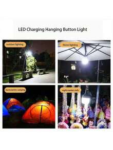 户外便携式 LED 灯 USB 可充电露营灯 400mAh 防水灯泡应急灯，房间装饰，旅行，母亲节礼物，超亮多功能家用户外工作露营帐篷夜间应急灯 - 彩色 - 查看 7