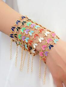 1 件时尚优雅甜美蝴蝶可调节手链，适合情人节、情侣、朋友、家庭聚会礼物、女士日常佩戴