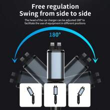 YITUMU Caricabatterie da auto Starlight, caricabatterie per auto USB-C da 66W, caricabatterie per auto retrattile 4 in 1 con 2 porte USB, caricabatterie per telefono da auto, caricabatterie per auto veloce per iOS e Android