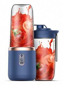 1 szt. przenośna elektryczna sokowirówka, 400 ml ładowana przez USB mała sokowirówka do owoców z podwójnym kubkiem, kubek do soku z ładowaniem przez USB i długą żywotnością baterii, wielofunkcyjny blender do owoców do kuchni, domu, podróży, wielofunkcyjny kubek do soku, idealny do warzyw, owoców i koktajli