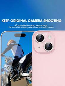 3pcs Hawkeye Camera Lens Film With Rhinestone Decoration, Compatible WithiPhone 16/16/16Pro/16promax/16plus/ 15 14 13 12 11 Pro Max Plus Mini, Anti-Scratch, Anti-Drop, HD Tempered Glass Metal Camera Lens Protective Film, Fashion Mobile Phone Accessories - Pink - Pink - View 3