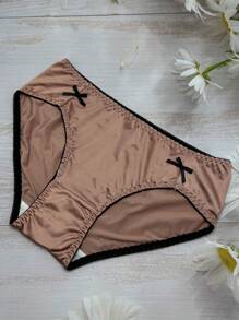 3 piezas Bragas de bikini de mujer con acento de lazo de seda helada, primavera/verano