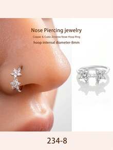 銅方晶鋯石星形裝飾鼻環身體鏈禮品適合女士和女孩