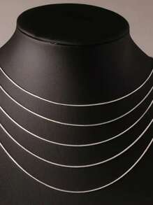 5 Peças Conjunto de Colares de Corrente de Cobra Prateada de Cobre de Alta Qualidade com Corrente de Clavícula e Conjunto de Joias de Corrente de Osso de Cobra Minimalista de 18-30 Polegadas para Férias e Moda