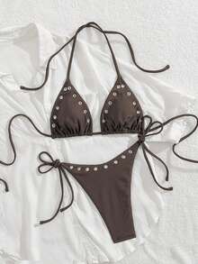 Women's European Style Bikini Set - Brown - View 3