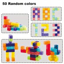 20/50pcs Magnetic Building Blocks, Transparent Magnetic Cube Construction Toys For Kids, Toddlers, Random Colors