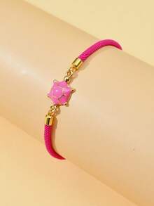 1 件时尚海洋风格海龟珐琅可调节绳手链，适合情人节、朋友、家庭聚会、礼物、女士日常佩戴