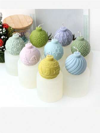 Christmas Snowflake Ball Candle Silicone Mold, Christmas Decorative Ball Candle Mold, Christmas Tree Ball, Plaster Furniture Ornament, Jewelry Candle Silicone Mold, Soap Mold, Resin Mold