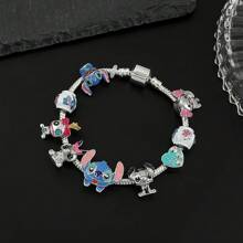 bandai Disney Anime Lilo And Stitch Bracelet Cute Cartoon Stitch Beads Hand Chain For Women Girls DIY Bangle Jewelry Accessories
