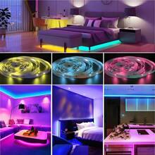 1m/20m Fita de Luz LED RGB Alimentada por USB, Controle Remoto de 24 Teclas, 16 Cores Ajustáveis, Lâmpadas Decorativas Flexíveis de LED 5050