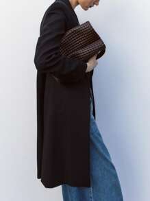 Bolso tipo cubo con efecto tejido, nuevo diseño de moda de bolso de mano, bolso de hombro, bolso de diseñador de tote pequeño para mujer