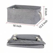 Collapsible Fabric Storage Bins Basket Toys Towels Storage Container - gray+l - View 5