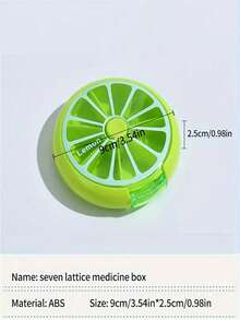 1 st 7-dagars veckovis pillerbehållare, bärbar rund pillerlåda med 7 fack, mini kompakt pillerlåda för 7 dagar, liten orangeformad pillerdispenser, lätt och bärbar medicinlåda, lämplig för hemmet, resor, fruktformad tabletthållare i plast, roterande transparent pillerflaska, bekväm medicinhantering, pillerlåda - Multifärgad - Visa 9