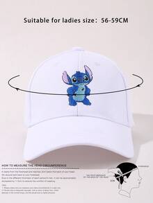 Disney 1pc Official Licensed Stitch Cartoon Embroidered Adjustable Baseball Cap, Unisex Outdoor Sun Protection Casual Hat, Suitable For Spring, Autumn, Travel, Beach, Y2K Style - Multicolor - View 8