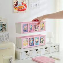 1pc Large Capacity Foldable Card Display Storage Box, Multi-Compartment Organizer For Cards, Notes